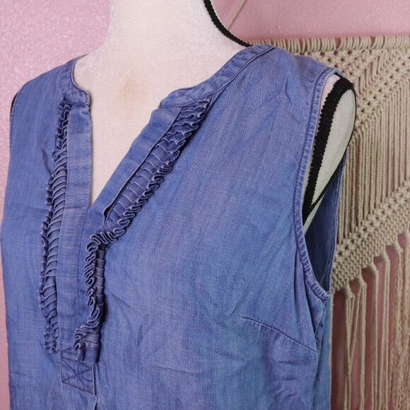 Talbots | Chambray Sleeveless Top Medium - Picture 3 of 6